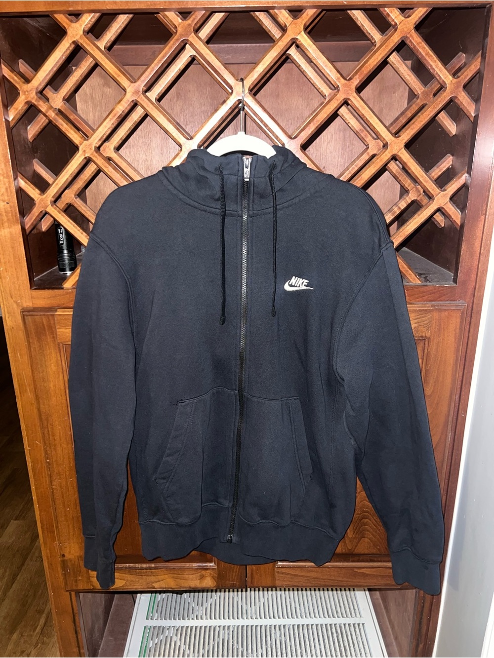 Nike Black Full-Zip Hoodie with Small White Swoosh